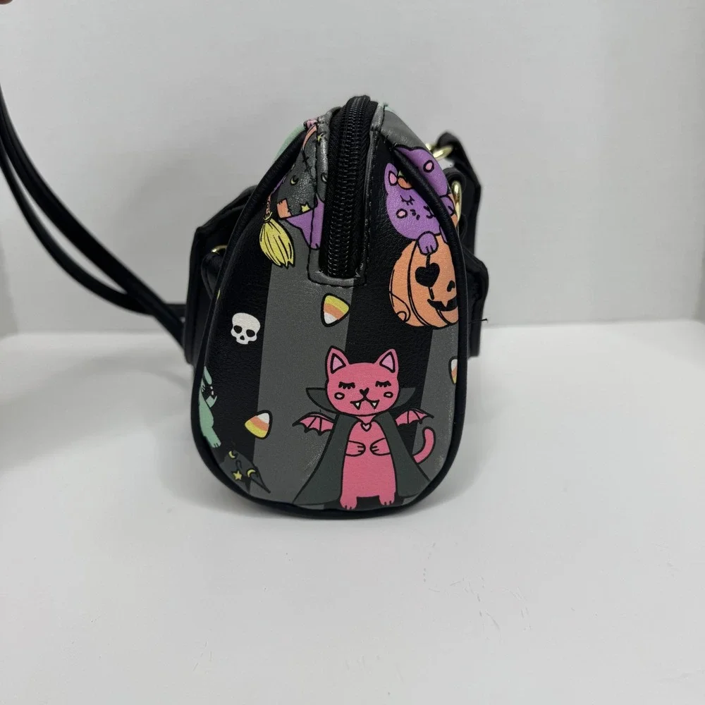 Luv Betsey Johnson Halloween Cat Mini Satchel Crossbody Bag Black Striped Spooky